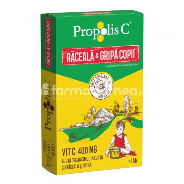 Propolis C Raceala si Gripa Copii, cutie cu 8 plicuri