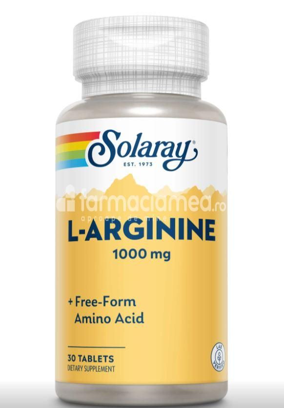 L-arginine, Arginina, sustine protectia functiilor hepatice, metabolice, cardiovasculare si renale, 30 capsule, Secom