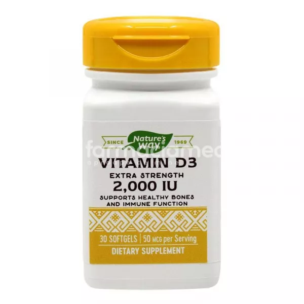Vitamina D3 2000UI, 30 capsule, Secom