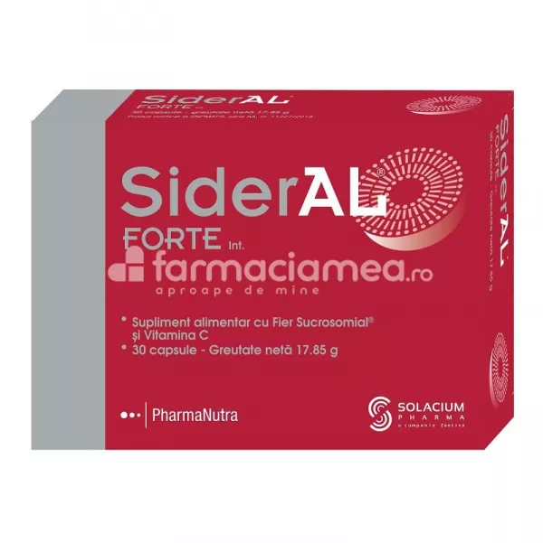 Sideral Forte, fier, vitamina C, 30 capsule, Solacium Pharma