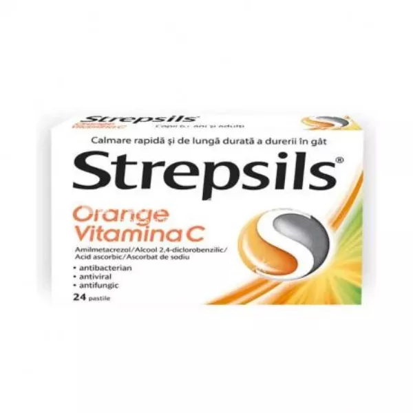 Strepsils orange + vit c, 24cp, Reckitt Benckiser