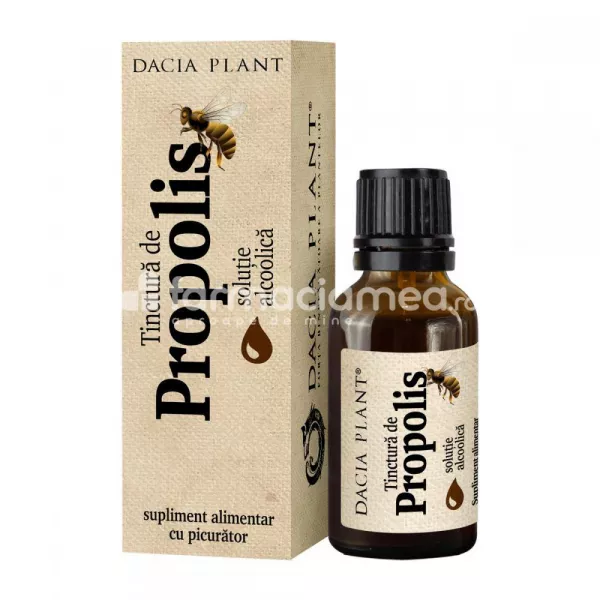 Tinctura de propolis, efect antiinflamator, antimicrobian, 20ml, Dacia Plant
