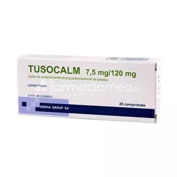 Tusocalm 7,5 mg /120 mg 20 comprimate, Arena