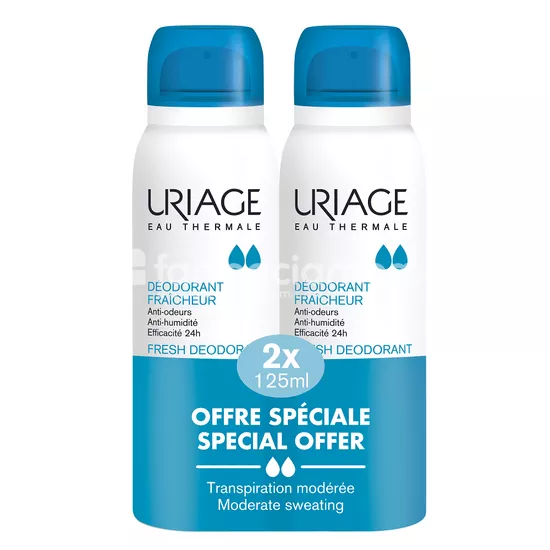 Uriage Deodorant Pachet Spray cu piatra alaun, 125 ml, Promo 2 flacoane