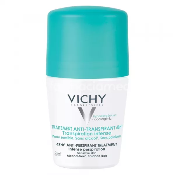 Vichy Deo roll-on Antiperspirant cu eficacitate 48 h cu parfum, 50 ml