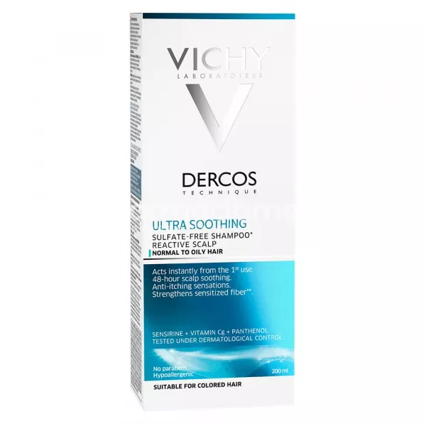 Vichy Dercos sampon Ultra Calmant scalp sensibil si par normal pana la gras, 200 ml