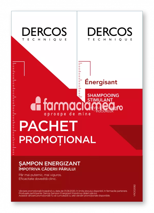 Vichy Dercos Pachet sampon energizant, 200 ml, 2 flacoane