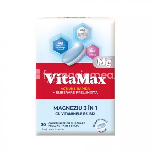 Vitamax Magneziu 3in1, 30cp, Perrigo