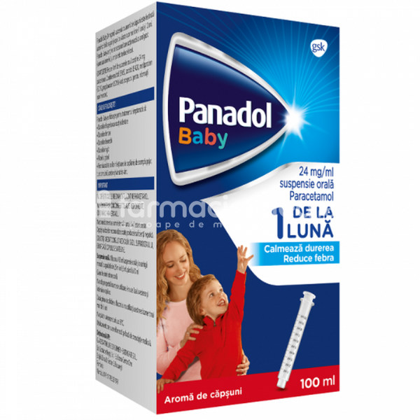 Durere OTC Panadol Baby 24 mg/ml suspensie orala de capsuni,...