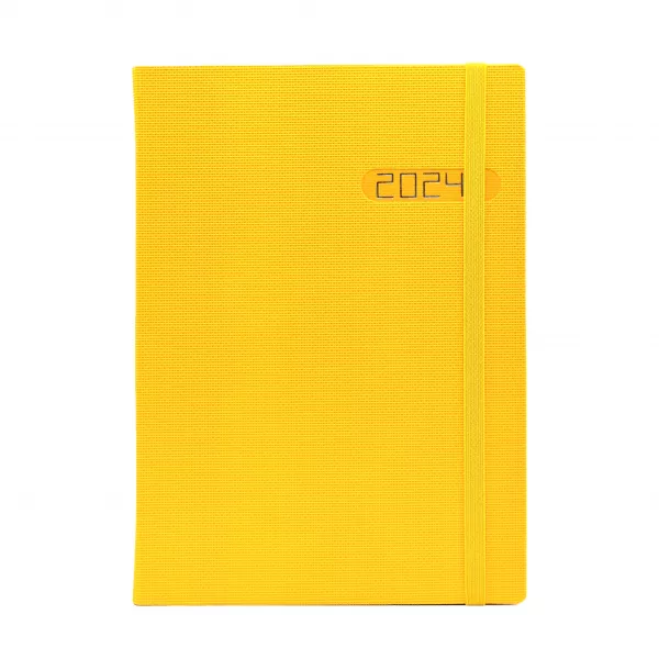 Agenda datata 2024, Premium Deluxe Chiusa, format A5, 352 pagini, culoare galben