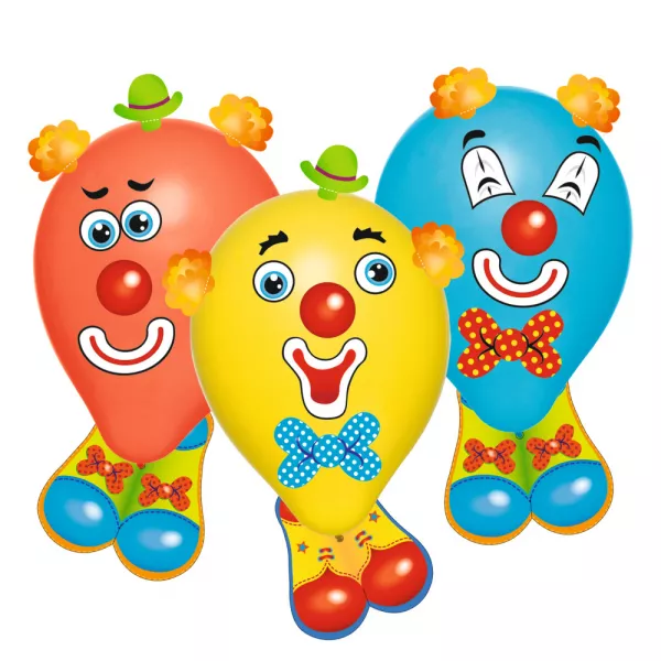 Baloane Funny Clowns, diverse culori, set 6, Susy Card