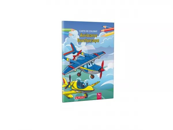 Carte de colorat A4, 16 pagini, Avioane buclucase