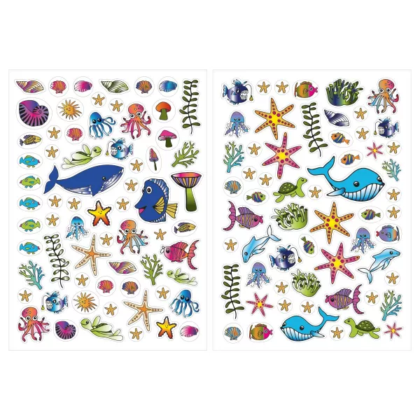 Carte de colorat "Blue Sea", format A4 48 file, include 100 abtibilduri