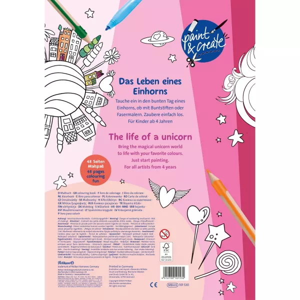 Carte de colorat "My unicorn", A4 48 file, include 100 abtibilduri