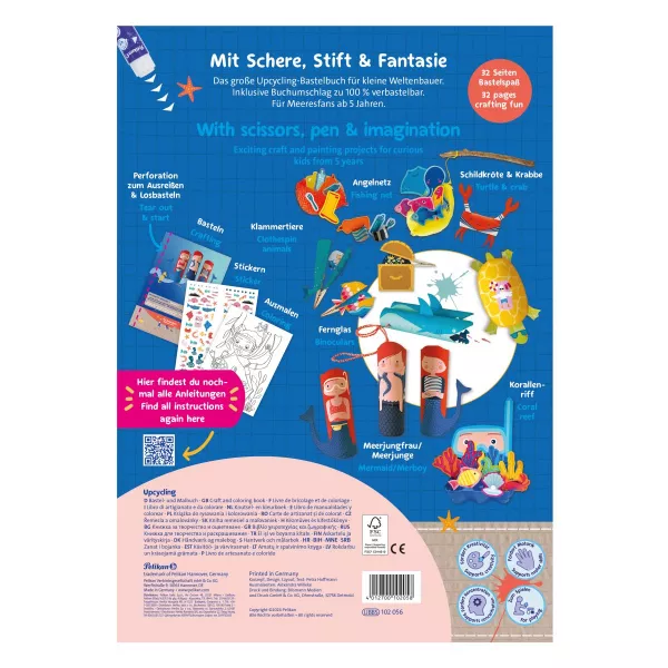 Carte pentru activitati creative cu stickere, motiv Sea World, format A4 32 file, FSC