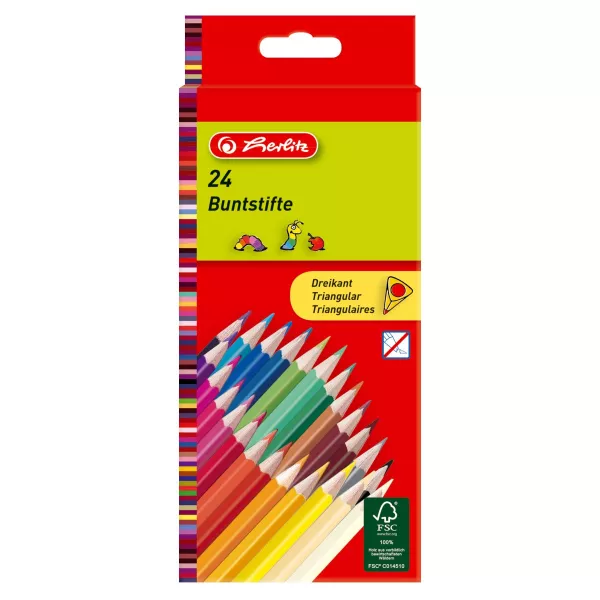 Creioane color triunghiulare, set 24