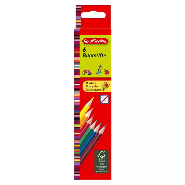 Creioane colorate triunghiulare, set 6