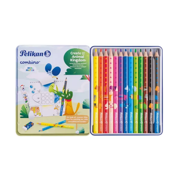 Creioane colorate combino, set 12 + creion grafit invata-sa-scrii