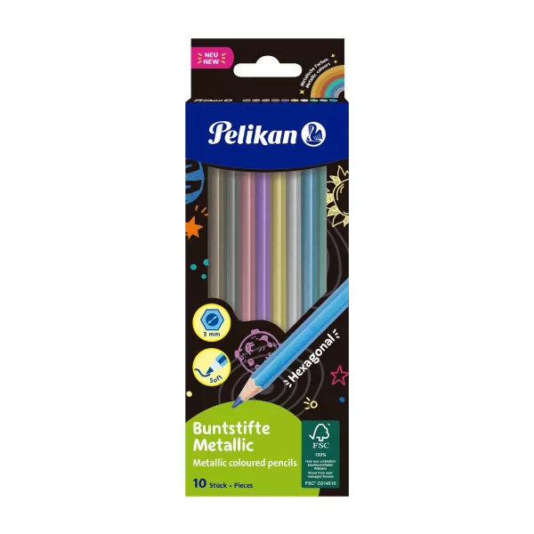 Creioane color metalizate, set 10 culori