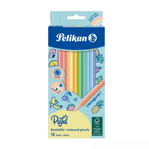 Creioane colorate Pastel, set 12 culori 