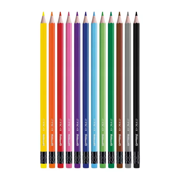 Creioane colorate, radiera colorata in culoarea minei, set 12