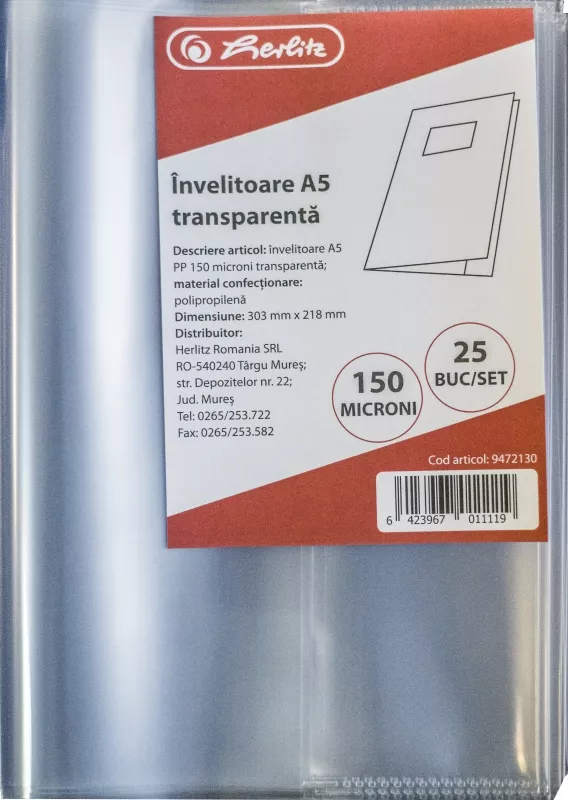 Invelitoare pp A5 150 microni transparenta