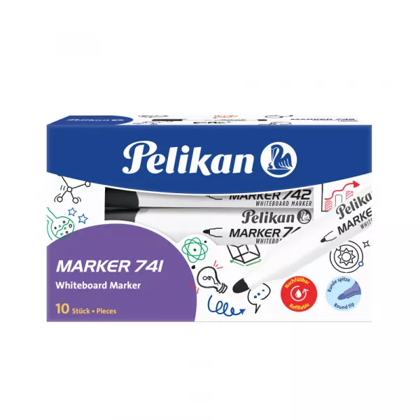 Marker whiteboard 741, negru, Pelikan