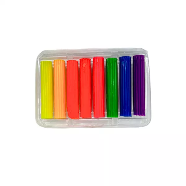 Plastilina, set 8 culori fluorescente, in cutie de carton