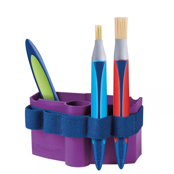 Recipient apa cu banda elastica pentru atasare pensule, culoare mov