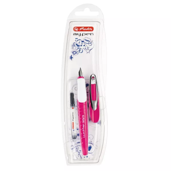 Stilou my.pen, penita M, roz/alb, blister 