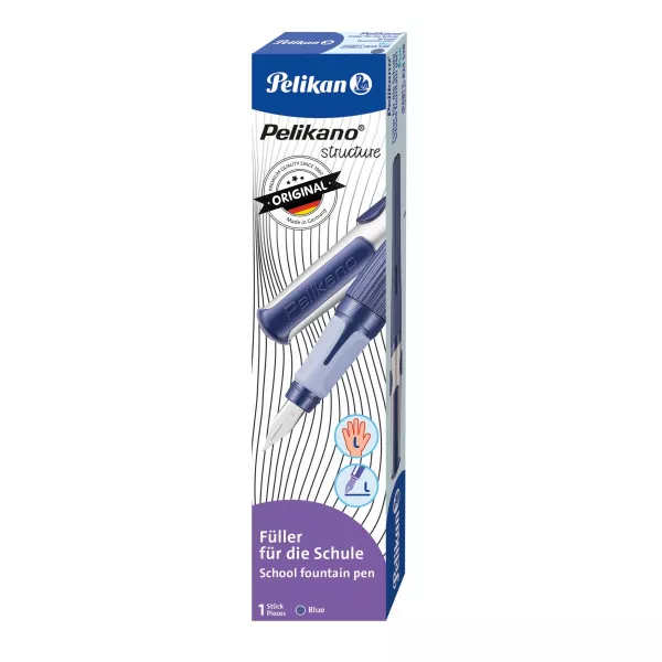 Stilou Pelikano Structure, penita L pentru stangaci, grip ergonomic, culoare albastru