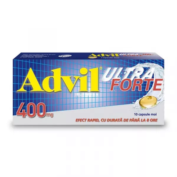 Advil Ultra Forte, 400mg, 10 capsule moi, Pfizer