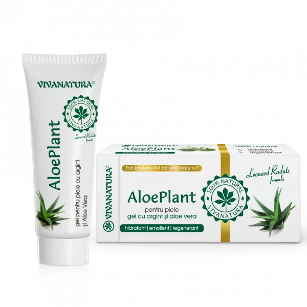 Aloe Plant gel pentru piele cu argint și aloe vera, 20 ml, VivaNatura