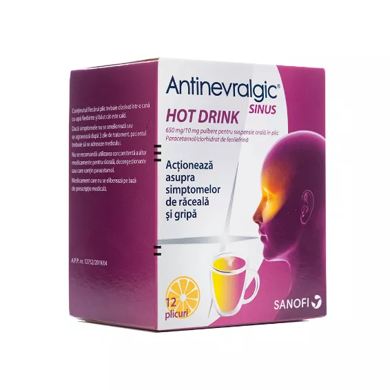 Antinevralgic Sinus Hot Drink, 650mg/10mg, 12 plicuri, Opella