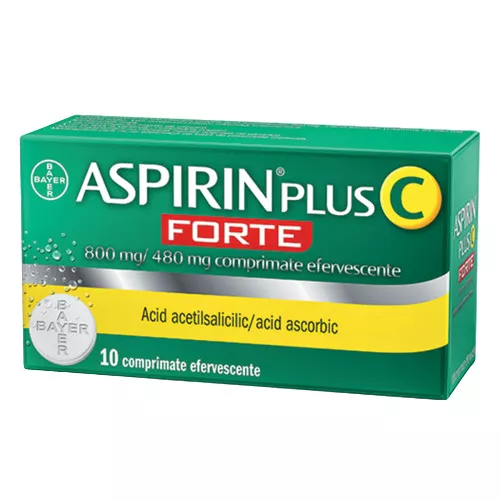 Aspirin plus C forte 800mg/480mg, 10 comprimate efervescente