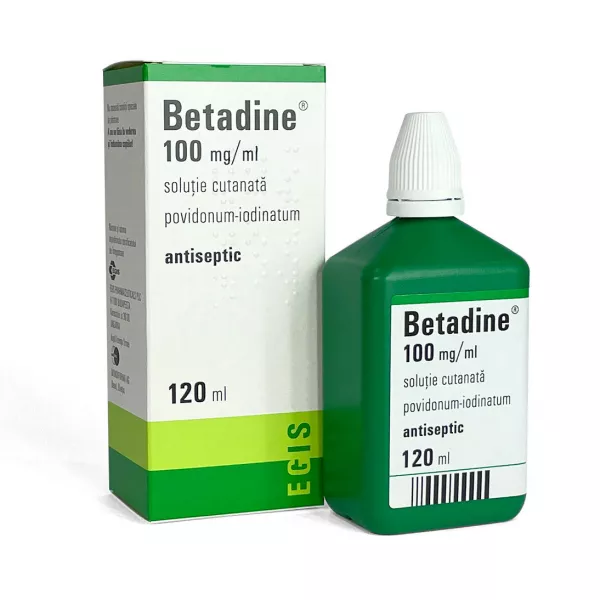 Betadine soluție cutanată, 120ml, Egis