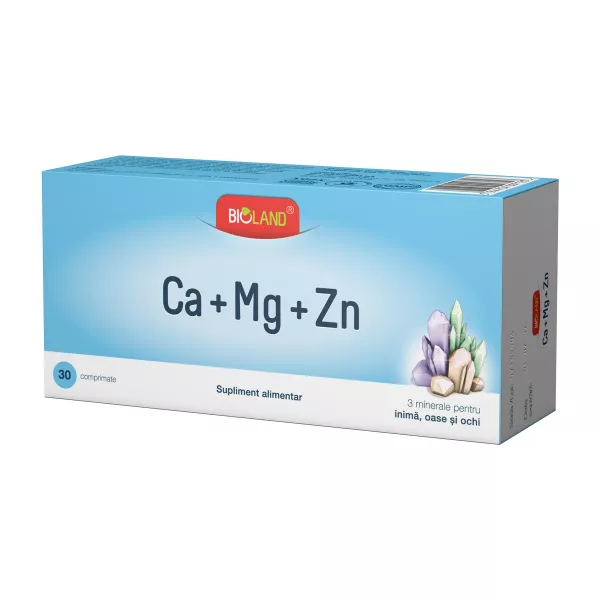 Ca + Mg + Zn Bioland, 30 comprimate, Biofarm