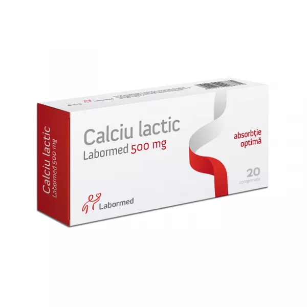 Calciu lactic, 500mg, 20 comprimate, Labormed