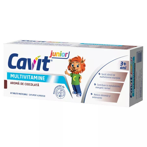 Cavit Junior multivitamine cu aroma de ciocolată, 20 tablete, Biofarm