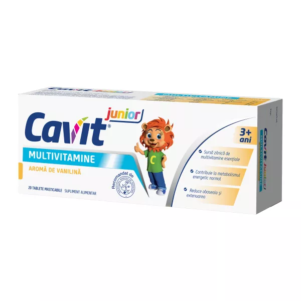 Cavit junior multivitamine cu aroma de vanilina, 20 tablete, Biofarm