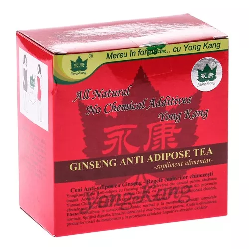 Ceai antiadipos roșu cu ginseng, 30 plicuri, Yong Kang