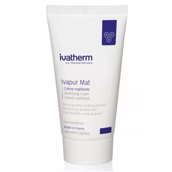 Crema matifianta pentru piele sensibila, mixta sau grasa Ivapur Mat, 40 ml, Ivatherm