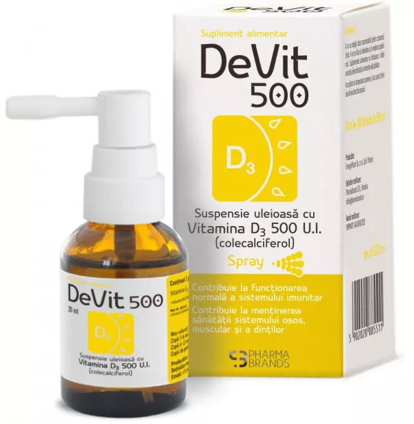 DeVit 500 Suspensie uleioasa cu Vitamina D3 500 U.I. SPRAY 20 ml, Pharma Brands