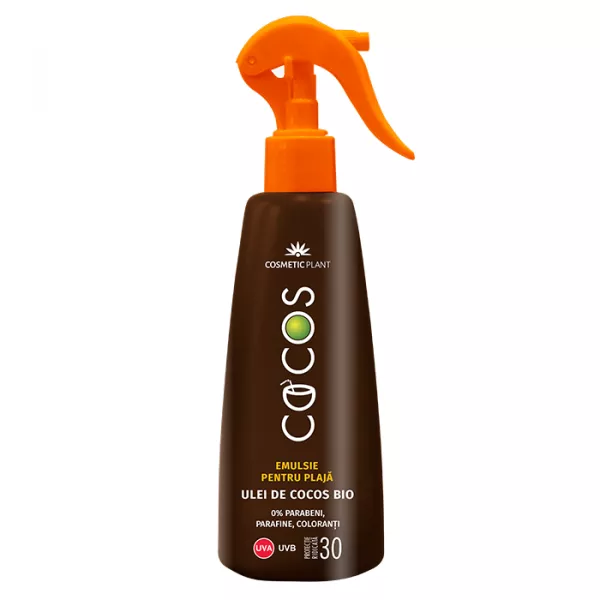 Emulsie plajă COCOS SPF30 cu ulei de cocos bio, 200ml, Cosmetic Plant