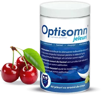 Jeleuri pentru somn cu aromă de cireșe Optisomn, 60 bucăți, Zdrovit 