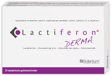 Lactiferon Derma supliment oral antiacneic, 30 comprimate gastrorezistente