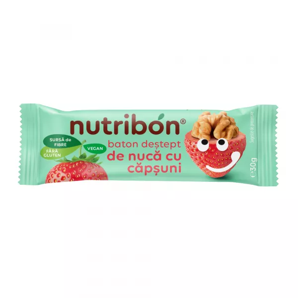 Nutribon baton vegan nucă și căpșuni, 30gr