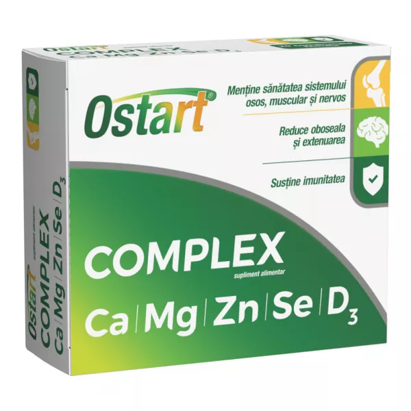 Ostart complex Ca+Mg+Zn+Se+D3, 40 comprimate filmate, Fiterman