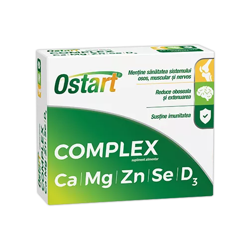 Ostart® Complex Ca + Mg + Zn + Se + D3, 30 comprimate
