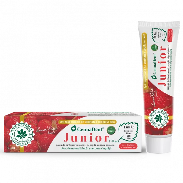 Pastă de dinți Gennadent junior cu argilă și căpșuni, 80 ml, VivaNatura